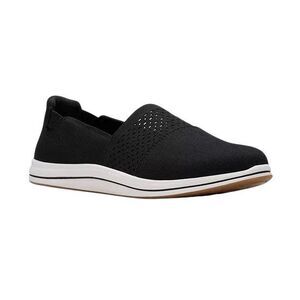 Clarks Black Slip-On Loafers with White Trim